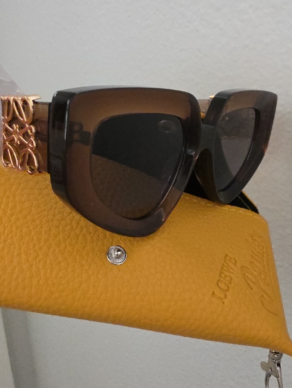 Loewe Brown Cat-Eye Sunglasses with Gold Anagram Temples